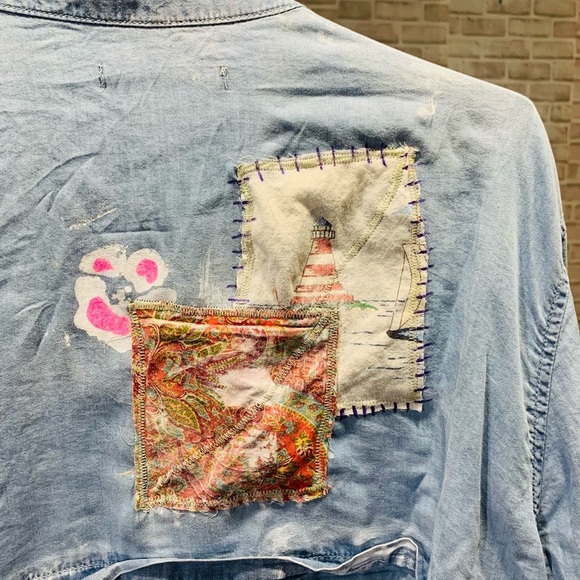 SO FUN! Black Tape upcycle tencel jacket XL - Picture 7 of 10